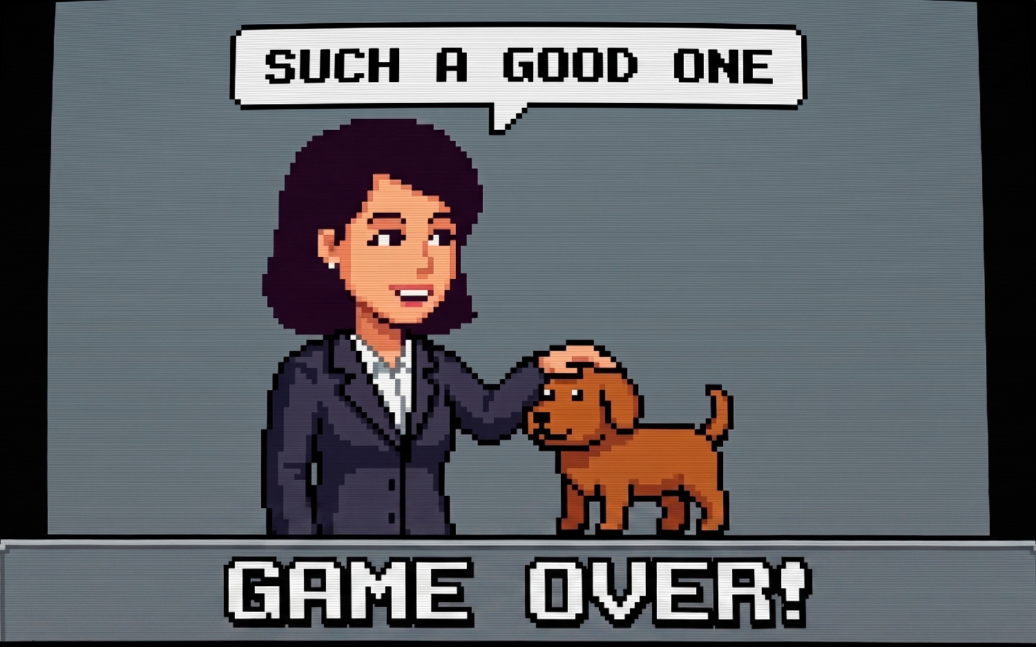 A hand patting a dog on the head